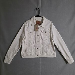 NWT Levi Strauss Womens White Denim Trucker Jacket 70240-0095 Size XL